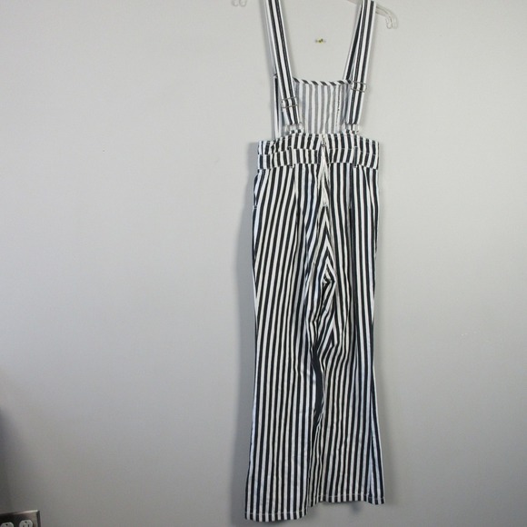 Ochirly Striped Overalls Jumpsuit Women S Black White Wide Leg Goth Grunge 512 - Picture 12 of 12